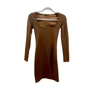 Zara NWT Long Sleeve Knit Brown Mini Dress (S)